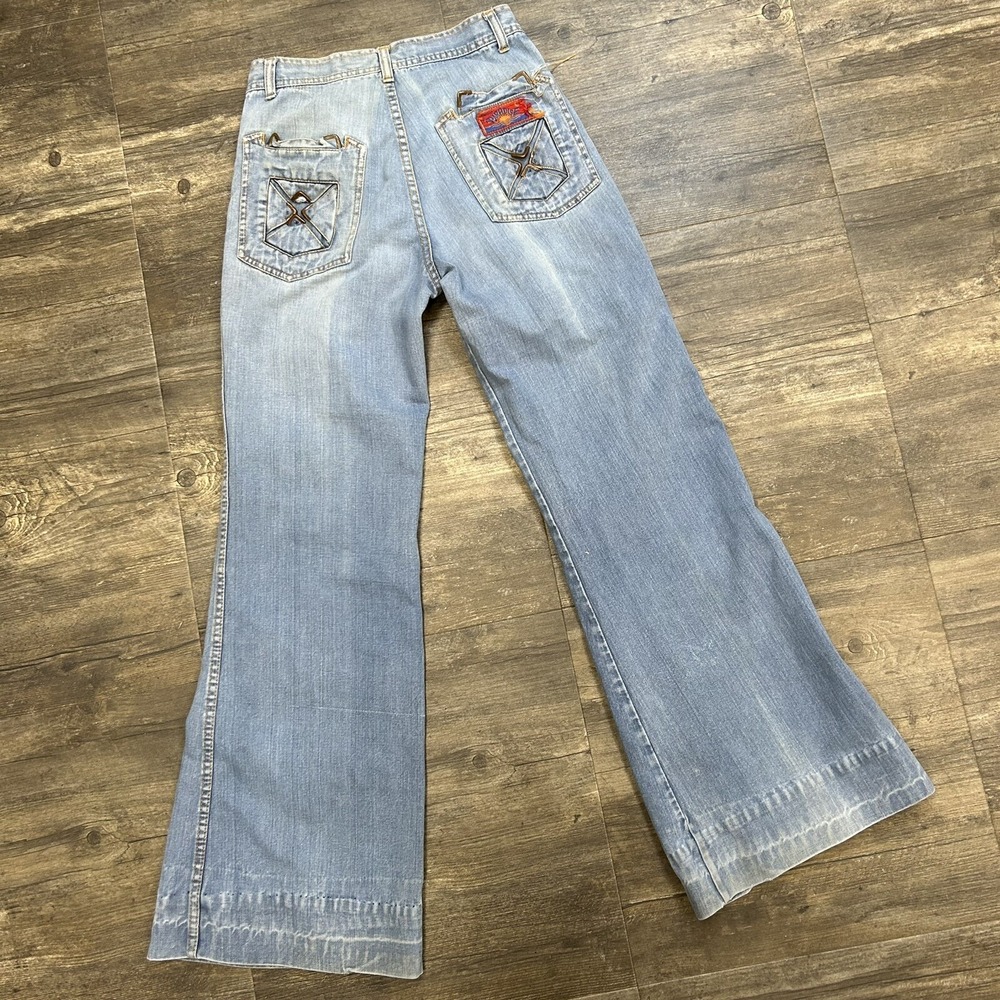 Vintage Made In Paradise Bell Bottom Jeans 1970's Rare Women NO SIZE TAG